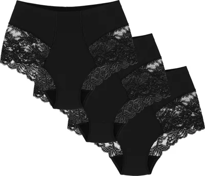 Produktbild von Wolbar Dame Slip 3er Pack Spitze Miederslip Shapewear Figurformende y  WB184, Schwarz, M