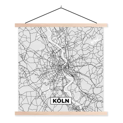 Produktbild von MuchoWow® Textilposter Karte - Köln - Deutschland - Karte - Stadtplan 40x40 cm mit holzfarbenen Rahmen - Posterleiste