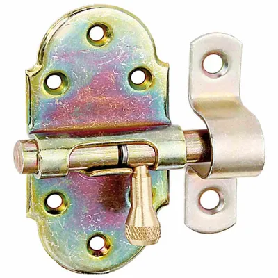 Produktbild von ALBERTS Grendelriegel, mit Messing-Knopf, ohne Feder, mit Schlaufe, disp., LxB40x75mm