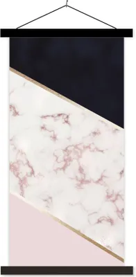Produktbild von MuchoWow® Textilposter Marmor - Roségold - Luxus 60x120 cm mit schwarzem Rahmen - Magnete