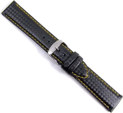 Produktbild von Carbon Sport Ersatzband Uhrenarmband  schwarz/Gelb Wasserfest 20940S, Stegbreite:22mm