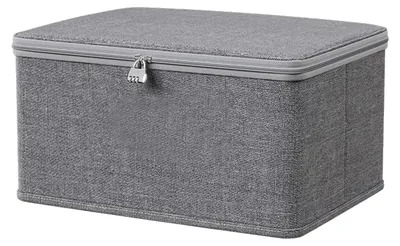 Image de Boîte de rangement verrouillable avec couvercle, en tissu, 30 x 20 x 14 cm, boîtes de rangement pliables, caisse avec serrure à combinaison