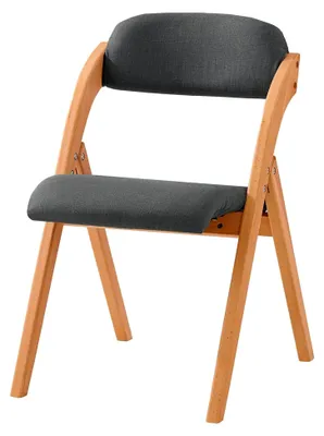 Produktbild von Klappstuhl aus Holz mit Polsterung – Ergonomischer Küchen- und Esszimmerstuhl, faltbar und platzsparend, sofort einsatzbereit, für Küche, Balkon und Büro, Dunkelgrau 47,5 x 77 x 59 cm