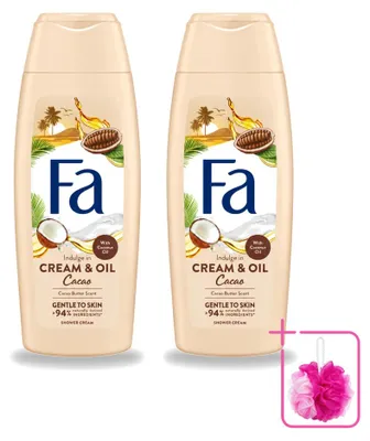 Produktbild von 2 x Fa Cream & Oil Cacao Douchecreme mit Kakaobutter und Kokosöl 250 ml - Sparpackung - 2 Stücke
