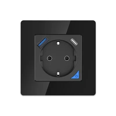 Obrázok produktu pre Extralink Wall Socket Set Pro inteligentná zásuvka s rámikom, WiFi, USB-A + USB-C, 230 V, čierna