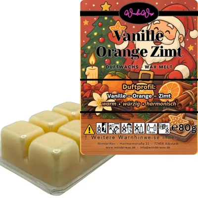 Produktbild von WonderWax Duftwachs Weihnachten Wax Melts für Duftlampe, 6 Würfel Duftmelt Wachsmelt Sojawachs Duftwachs Würfel Raumdüfte Wachs Duftöl Winter Indoor Schmelzen für Aromalampe Spicy Vanille Orange Zimt