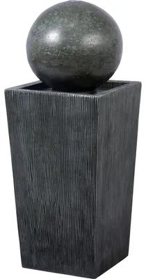 Produktbild von Gartenbrunnen Apollon L30xB30xH78,5 cm cm mit LEDs und Solar-Panel, Polyresin (Kunstein) grau in Stein-Optik