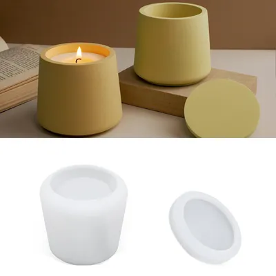 Produktbild von Silikonformen, Gießformen, Kerzenhalter mit Deckel für Beton und Gips, DIY-Kerzenvasen und Bastelbedarf.