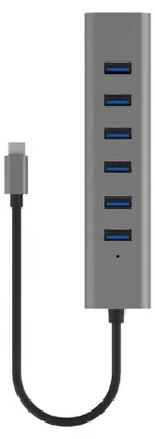 Produktbild von i-tec USB-C/USB-A Charging Metal HUB 7 Port, USB 3.2 Gen 1 (3.1 Gen 1) Type-C, USB 3.2 Gen 1 (3.1 Gen 1) Type-A, 5000 Mbit/s, Grau, 0,3 m, Android, ChromeOS, iPadOS