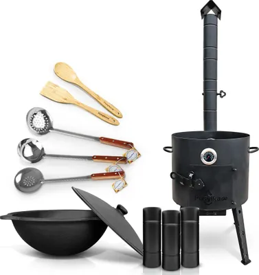 Produktbild von Utschak Uchag Feuerofen Ø 40 cm 2 mm Stahl mit Usbekische Kazan 12 L Казан Учаг
