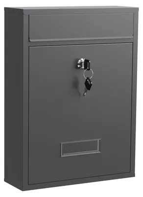 Produktbild von Wiltec Briefkasten anthrazit V10 Postkasten mit Namensschild, großem Briefschlitz und 2 Schlüsseln Wandbriefkasten aus pulverbeschichtetem Stahl