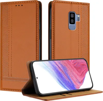 Image de Etui pour Samsung Galaxy S9 Plus en cuir avec fonction stand Marron