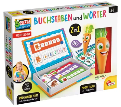 Produktbild von Lisciani - Montessori Buchstaben und Wörter 2-in-1 Lernspiel – Magnetische Buchs