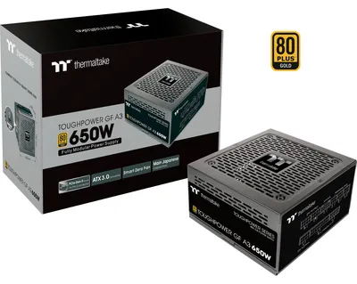 Produktbild von Thermaltake TOUGHPOWER GF A3, 650 W, 100 - 240 V, 50/60 Hz, 10 A, Aktiv, 100 W