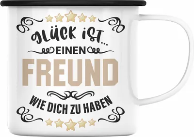 Produktbild von Trendation - Bester Freund Emaille Tasse Geschenk Beste Freunde Bester Freund Der Welt Geschenkidee (Schwarz)