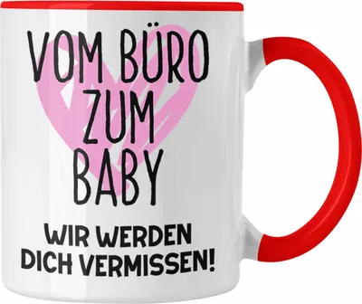 Produktbild von Trendation - Mutterschutz Geschenk Kollegin Tasse Abschied Werdende Mama Abschiedsgeschenk Arbeitskollegin Vom Büro Zum Baby (Rot)