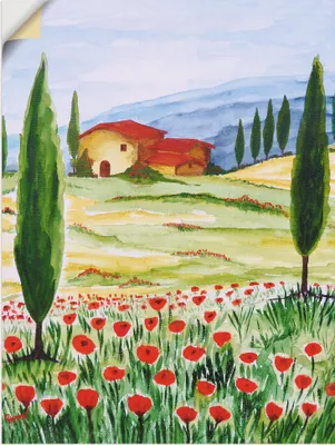 Produktbild von ARTland Wandbild, selbstklebend Blühender Mohn in der Toskana Größe: 45x60 cm