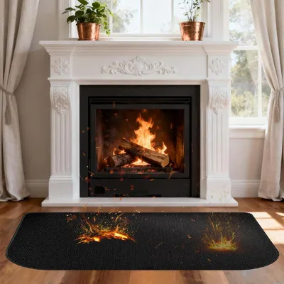Productafbeelding van Brandwerende Vloermat - Oven Kleed - Vloer Beschermen - Hittebestendig 1000°C - 80 x 50 cm - Zwart