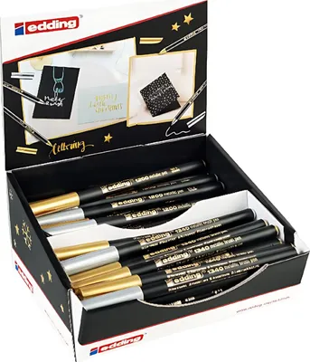 Image de edding Fasermaler Display e-1200 + 1340 gold + silber 70-teilig Xmas 665839 4057305060075