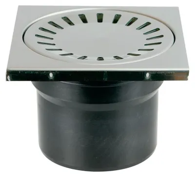 Image de Avaloir de sol inférieur D 110 mm, cadre en acier inoxydable, grille SUN, noir, ENPRO