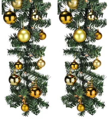 Produktbild von XXL LED Tannengirlande 810cm mit 100 LED inkl. 60 Stück Baumkugeln