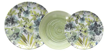 18-teiliges Porzellan-Bordenservies für 6 Personen, Blumenmuster