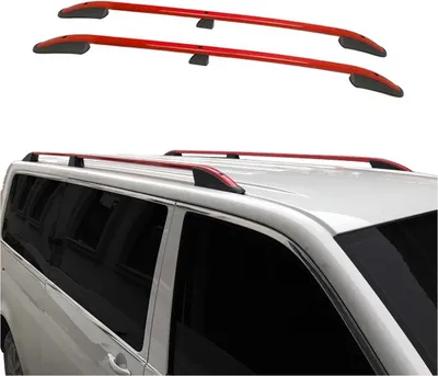 Produktbild von Dachreling Dachgepäckträger für VW Caddy Maxi 2003-2020 Aluminium Rot Schwarz 2x