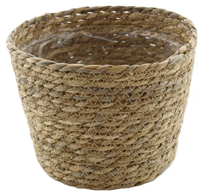 Produktbild von VD Leeden Pflanzen- oder Blumenkorb - rund - Seegras geflochten - D18 x H15 cm - Blumentopf