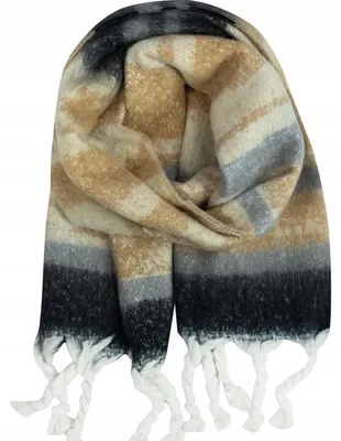 Produktbild von Agrafka "Kwadraty" Warmer Damen Schal mit Fransen