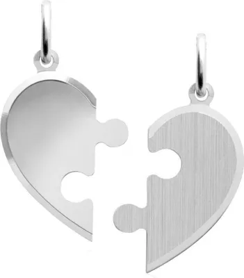 Produktbild von Doppelanhänger Herz Puzzelteile aus 925er Silber