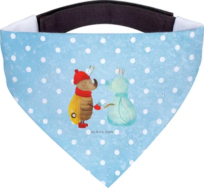 Produktbild von Mr. & Mrs. Panda Halstuch Nachtfalter Schneemann - Eisblau - Geschenk, Hundehalstuch, Weihnachten, Weihnachtsgruß, Hunde, Tuch, Winter, Bandana für, Schnee, Schal Hund