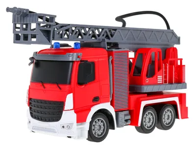 Image de Camion de pompiers télécommandé 1:12 pour les enfants à partir de 3 ans, lance à incendie + fonctions interactives