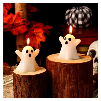 Produktbild von Geisterkerze aus Sojawachs – Halloween-Dekoration