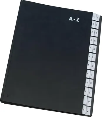 Zdjęcie produktu dla Q-Connect® KF04563 Kartoteka na biurko - A - Z, 24 przegródki, kolor czarny