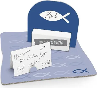 Produktbild von itenga Geldgeschenk Verpackung Fisch Blau Kommunion Konfirmation Taufe