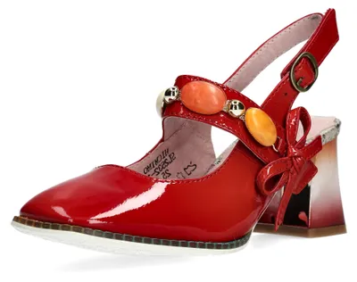 Produktbild von Laura Vita Damen Pumps Slingback Leder Schleife Dekorsteine HICMIMO 16, Größe:39 EU, Farbe:Rot