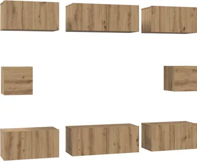 Obrázek produktu pro vidaXL Sada televizních stolečků, 8 kusů, dekorativní lamino s povrchem imitujícím dřevo "Artisan Oak"