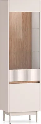 Produktbild von Wohnzimmer-Vitrine inkl. Beleuchtung, 55 cm breit in kaschmir mit Eiche, 2 Türen - DINAR-131