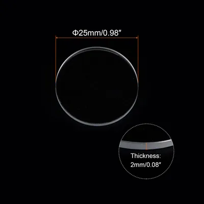 Produktbild von 2 Stš¹ck Uhr Klares Kristallglasobjektiv 25mm Durchmesser, 2mm dick, rundes flaches Mineralglas mit hoher Lichtdurchl?ssigkeit, Ersatzteil fš¹r Uhrenmacherreparatur