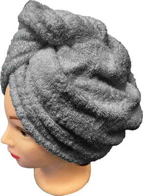 Produktbild von Schnelltrocknender Frottee-Haarturban, dunkelgrau, 100% Baumwolle