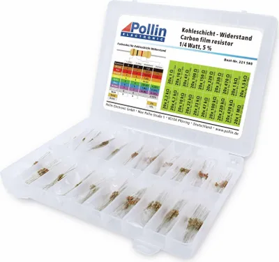 Produktbild von Widerstands Sortiment Kohleschicht 400 Stk., 0,25 W, 5%