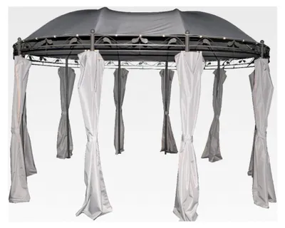 Produktbild von Gartenpavillon grau 3x4 m – Rundpavillon aus Metall, wasserdicht und UV-Schutz 50, für den Garten, Hellgrau
