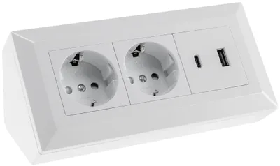 Obrázek produktu pro dvoucestný blok zásuvek, USB-A+C, bílý, pro povrchovou montáž