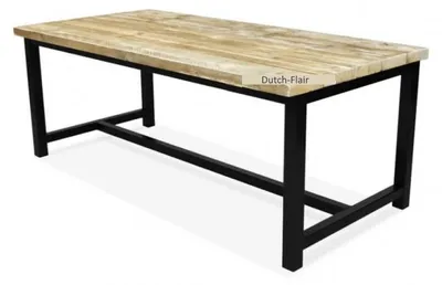 Produktbild von Tisch Serie H mit H-Form Stahlgestell, 5 cm starke Holzplatte, Höhe 78 cm