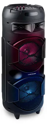 Produktbild von Dunlop Bluetooth Lautsprecher MW538 - 2 x 10W mit FM Radio, AUX/MIC Eingang, TF Kartenslot, (Micro)USB, LED Beleuchtung, Schwarz - 27,9 × 27,9 × 79,6 cm