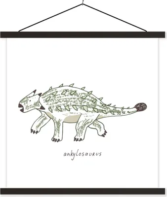 Produktbild von MuchoWow® Textilposter Kinderzimmer - Ankylosaurus - Dinosaurier - Kind - Mädchen - Kinder 90x90 cm mit schwarzem Rahmen - Magnetisches