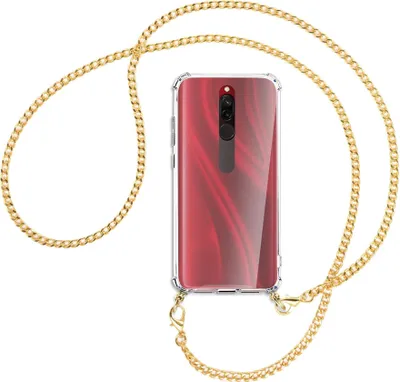 Produktbild von Handykette Backcover-Schutzhülle mit Band (Metall goldfarben) für Xiaomi Redmi 8 - goldfarbene Kette