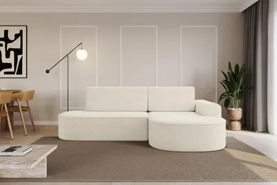 Produktbild von ALTDECOR Ecksofa mit Schlaffunktion und Bettkasten - MARI-L1-S - 283x167x85 - Creme Corner Sofa Eckcouch Couch L-Form, links/rechts angeordnet, Schlafcouch Ausziehbar Wohnlandschaft