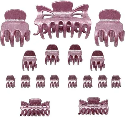 Produktbild von 17-teiliges Set Haarklammern rosa Glitzer