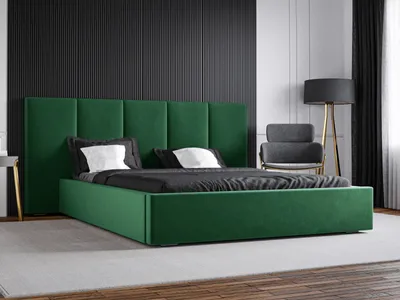 Produktbild von GRAINGOLD Polsterbett 180x200 Lisbon - Doppelbett mit stilvoll massives Kopfteil - Bettkasten, Samtstoff & Lattenrost - Grün (Magic Velvet 2225)